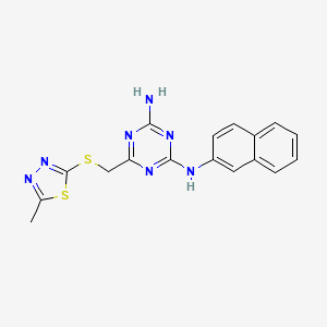 molecular formula C17H15N7S2 B4657278 6-{[(5-methyl-1,3,4-thiadiazol-2-yl)thio]methyl}-N-2-naphthyl-1,3,5-triazine-2,4-diamine 