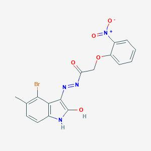 N'-(4-bromo-5-methyl-2-oxo-1,2-dihydro-3H-indol-3-ylidene)-2-{2-nitrophenoxy}acetohydrazide