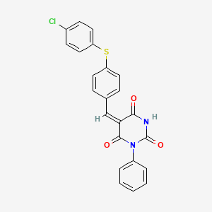 molecular formula C23H15ClN2O3S B4657292 5-{4-[(4-chlorophenyl)thio]benzylidene}-1-phenyl-2,4,6(1H,3H,5H)-pyrimidinetrione 