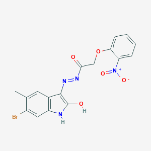 N'-(6-bromo-5-methyl-2-oxo-1,2-dihydro-3H-indol-3-ylidene)-2-{2-nitrophenoxy}acetohydrazide