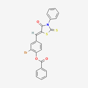 2-bromo-4-[(4-oxo-3-phenyl-2-thioxo-1,3-thiazolidin-5-ylidene)methyl]phenyl benzoate