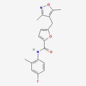 molecular formula C18H17FN2O3 B4657330 5-[(3,5-dimethyl-4-isoxazolyl)methyl]-N-(4-fluoro-2-methylphenyl)-2-furamide 