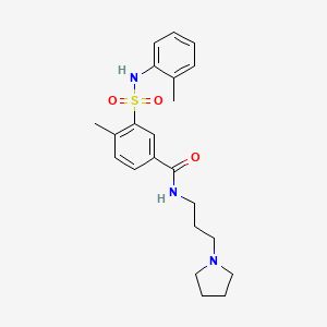 molecular formula C22H29N3O3S B4657357 4-methyl-3-{[(2-methylphenyl)amino]sulfonyl}-N-[3-(1-pyrrolidinyl)propyl]benzamide 
