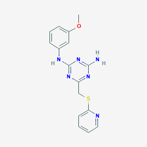 molecular formula C16H16N6OS B4657360 N-(3-methoxyphenyl)-6-[(2-pyridinylthio)methyl]-1,3,5-triazine-2,4-diamine 