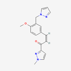 molecular formula C18H18N4O2 B4657368 3-[4-methoxy-3-(1H-pyrazol-1-ylmethyl)phenyl]-1-(1-methyl-1H-pyrazol-3-yl)-2-propen-1-one 
