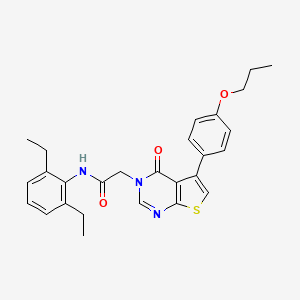 molecular formula C27H29N3O3S B4657405 N-(2,6-diethylphenyl)-2-[4-oxo-5-(4-propoxyphenyl)thieno[2,3-d]pyrimidin-3(4H)-yl]acetamide 