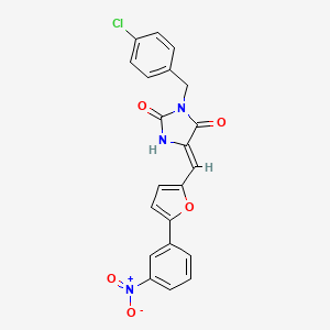 molecular formula C21H14ClN3O5 B4657411 3-(4-chlorobenzyl)-5-{[5-(3-nitrophenyl)-2-furyl]methylene}-2,4-imidazolidinedione 