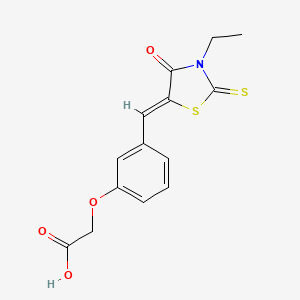 molecular formula C14H13NO4S2 B4657417 {3-[(3-ethyl-4-oxo-2-thioxo-1,3-thiazolidin-5-ylidene)methyl]phenoxy}acetic acid 