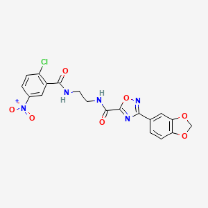 molecular formula C19H14ClN5O7 B4657419 3-(1,3-benzodioxol-5-yl)-N-{2-[(2-chloro-5-nitrobenzoyl)amino]ethyl}-1,2,4-oxadiazole-5-carboxamide 