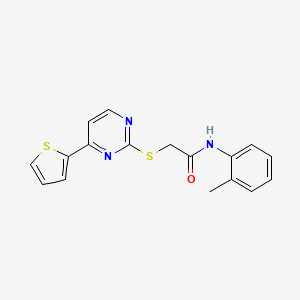 molecular formula C17H15N3OS2 B4657444 N-(2-methylphenyl)-2-{[4-(2-thienyl)-2-pyrimidinyl]thio}acetamide 