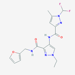 molecular formula C17H18F2N6O3 B4657464 4-({[1-(difluoromethyl)-5-methyl-1H-pyrazol-3-yl]carbonyl}amino)-1-ethyl-N-(2-furylmethyl)-1H-pyrazole-3-carboxamide 
