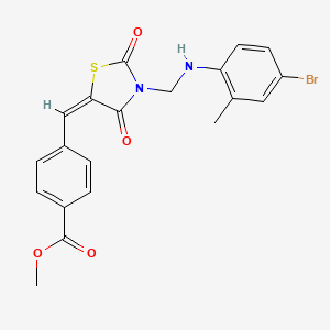 molecular formula C20H17BrN2O4S B4657471 methyl 4-[(3-{[(4-bromo-2-methylphenyl)amino]methyl}-2,4-dioxo-1,3-thiazolidin-5-ylidene)methyl]benzoate 
