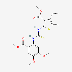molecular formula C20H24N2O6S2 B4657501 methyl 2-[({[4,5-dimethoxy-2-(methoxycarbonyl)phenyl]amino}carbonothioyl)amino]-4-ethyl-5-methyl-3-thiophenecarboxylate 