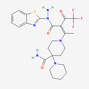 molecular formula C24H29F3N6O3S B4657511 1'-[(2Z)-3-{[1-(1,3-benzothiazol-2-yl)hydrazinyl]carbonyl}-5,5,5-trifluoro-4-oxopent-2-en-2-yl]-1,4'-bipiperidine-4'-carboxamide 