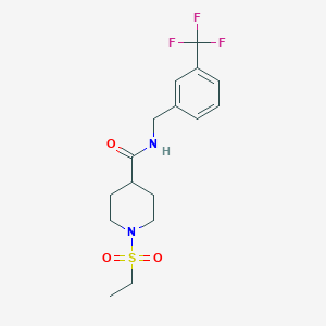 molecular formula C16H21F3N2O3S B4657529 1-(ethylsulfonyl)-N-[3-(trifluoromethyl)benzyl]-4-piperidinecarboxamide 