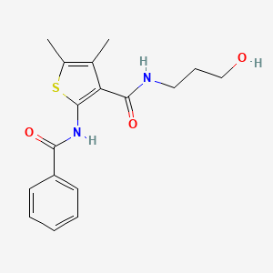 molecular formula C17H20N2O3S B4657538 2-(benzoylamino)-N-(3-hydroxypropyl)-4,5-dimethyl-3-thiophenecarboxamide 