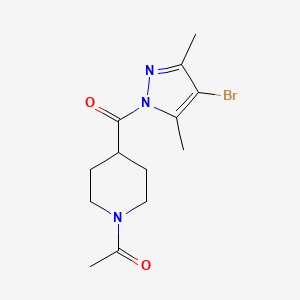 molecular formula C13H18BrN3O2 B4657574 1-acetyl-4-[(4-bromo-3,5-dimethyl-1H-pyrazol-1-yl)carbonyl]piperidine 