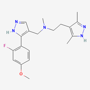 molecular formula C19H24FN5O B4657577 2-(3,5-dimethyl-1H-pyrazol-4-yl)-N-{[3-(2-fluoro-4-methoxyphenyl)-1H-pyrazol-4-yl]methyl}-N-methylethanamine 