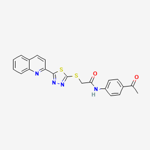 molecular formula C21H16N4O2S2 B4657585 N-(4-acetylphenyl)-2-{[5-(2-quinolinyl)-1,3,4-thiadiazol-2-yl]thio}acetamide 