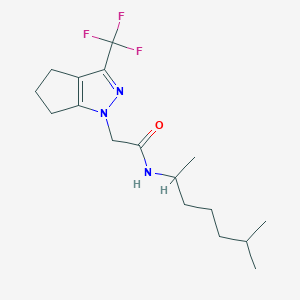 molecular formula C17H26F3N3O B4657610 N-(1,5-dimethylhexyl)-2-[3-(trifluoromethyl)-5,6-dihydrocyclopenta[c]pyrazol-1(4H)-yl]acetamide 