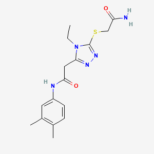molecular formula C16H21N5O2S B4657634 2-{5-[(2-amino-2-oxoethyl)thio]-4-ethyl-4H-1,2,4-triazol-3-yl}-N-(3,4-dimethylphenyl)acetamide 