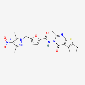 5-[(3,5-DIMETHYL-4-NITRO-1H-PYRAZOL-1-YL)METHYL]-N-[2-METHYL-4-OXO-6,7-DIHYDRO-4H-CYCLOPENTA[4,5]THIENO[2,3-D]PYRIMIDIN-3(5H)-YL]-2-FURAMIDE