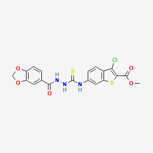molecular formula C19H14ClN3O5S2 B4657672 methyl 6-({[2-(1,3-benzodioxol-5-ylcarbonyl)hydrazino]carbonothioyl}amino)-3-chloro-1-benzothiophene-2-carboxylate 
