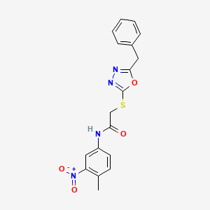 molecular formula C18H16N4O4S B4657675 2-[(5-benzyl-1,3,4-oxadiazol-2-yl)thio]-N-(4-methyl-3-nitrophenyl)acetamide 