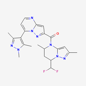 molecular formula C22H24F2N8O B4657681 2-{[7-(difluoromethyl)-2,5-dimethyl-6,7-dihydropyrazolo[1,5-a]pyrimidin-4(5H)-yl]carbonyl}-7-(1,3,5-trimethyl-1H-pyrazol-4-yl)pyrazolo[1,5-a]pyrimidine 