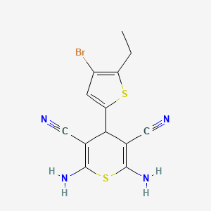 molecular formula C13H11BrN4S2 B4657694 2,6-diamino-4-(4-bromo-5-ethyl-2-thienyl)-4H-thiopyran-3,5-dicarbonitrile 