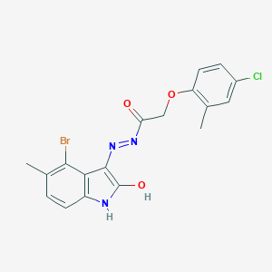 molecular formula C18H15BrClN3O3 B465770 N'-(4-bromo-5-methyl-2-oxo-1,2-dihydro-3H-indol-3-ylidene)-2-(4-chloro-2-methylphenoxy)acetohydrazide 