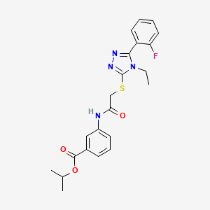 molecular formula C22H23FN4O3S B4657723 isopropyl 3-[({[4-ethyl-5-(2-fluorophenyl)-4H-1,2,4-triazol-3-yl]thio}acetyl)amino]benzoate 
