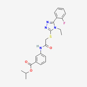 molecular formula C22H23FN4O3S B4657723 propan-2-yl 3-[({[4-ethyl-5-(2-fluorophenyl)-4H-1,2,4-triazol-3-yl]sulfanyl}acetyl)amino]benzoate 