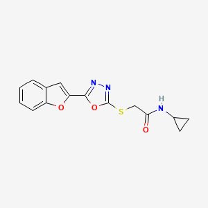 molecular formula C15H13N3O3S B4657746 2-{[5-(1-benzofuran-2-yl)-1,3,4-oxadiazol-2-yl]thio}-N-cyclopropylacetamide 