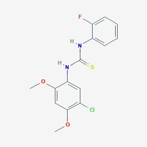molecular formula C15H14ClFN2O2S B4657761 N-(5-chloro-2,4-dimethoxyphenyl)-N'-(2-fluorophenyl)thiourea 