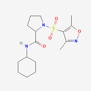 molecular formula C16H25N3O4S B4657792 N-cyclohexyl-1-[(3,5-dimethyl-4-isoxazolyl)sulfonyl]prolinamide 
