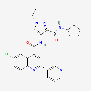 molecular formula C26H25ClN6O2 B4657795 6-chloro-N-{3-[(cyclopentylamino)carbonyl]-1-ethyl-1H-pyrazol-4-yl}-2-(3-pyridinyl)-4-quinolinecarboxamide 