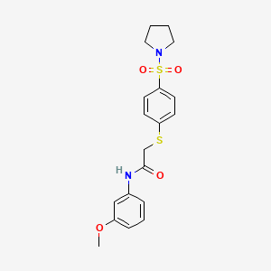 molecular formula C19H22N2O4S2 B4657820 N-(3-methoxyphenyl)-2-{[4-(1-pyrrolidinylsulfonyl)phenyl]thio}acetamide 