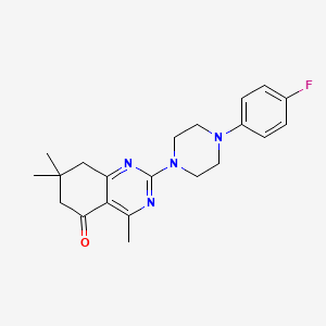 molecular formula C21H25FN4O B4657868 2-[4-(4-fluorophenyl)-1-piperazinyl]-4,7,7-trimethyl-7,8-dihydro-5(6H)-quinazolinone 