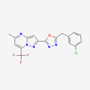 molecular formula C17H11ClF3N5O B4657882 2-[5-(3-chlorobenzyl)-1,3,4-oxadiazol-2-yl]-5-methyl-7-(trifluoromethyl)pyrazolo[1,5-a]pyrimidine 