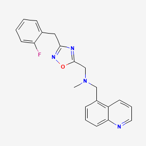 molecular formula C21H19FN4O B4657892 1-[3-(2-fluorobenzyl)-1,2,4-oxadiazol-5-yl]-N-methyl-N-(5-quinolinylmethyl)methanamine 