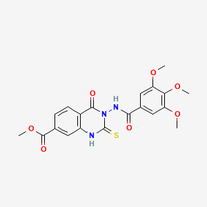 methyl 4-oxo-2-thioxo-3-[(3,4,5-trimethoxybenzoyl)amino]-1,2,3,4-tetrahydro-7-quinazolinecarboxylate