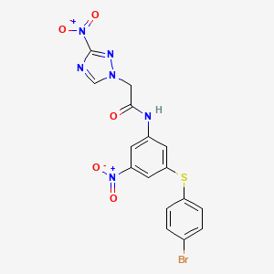 N-{3-[(4-bromophenyl)thio]-5-nitrophenyl}-2-(3-nitro-1H-1,2,4-triazol-1-yl)acetamide