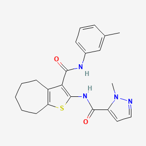 molecular formula C22H24N4O2S B4657983 1-methyl-N-(3-{[(3-methylphenyl)amino]carbonyl}-5,6,7,8-tetrahydro-4H-cyclohepta[b]thien-2-yl)-1H-pyrazole-5-carboxamide 