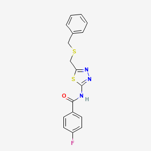 molecular formula C17H14FN3OS2 B4658009 N-{5-[(benzylthio)methyl]-1,3,4-thiadiazol-2-yl}-4-fluorobenzamide 