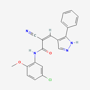 N-(5-chloro-2-methoxyphenyl)-2-cyano-3-(3-phenyl-1H-pyrazol-4-yl)acrylamide