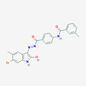 molecular formula C24H19BrN4O3 B465821 N-(4-{[2-(6-bromo-5-methyl-2-oxo-1,2-dihydro-3H-indol-3-ylidene)hydrazino]carbonyl}phenyl)-3-methylbenzamide 