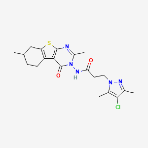 3-(4-chloro-3,5-dimethyl-1H-pyrazol-1-yl)-N-(2,7-dimethyl-4-oxo-5,6,7,8-tetrahydro[1]benzothieno[2,3-d]pyrimidin-3(4H)-yl)propanamide