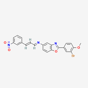 N-[2-(3-BROMO-4-METHOXYPHENYL)-1,3-BENZOXAZOL-5-YL]-N-[(E,2E)-3-(3-NITROPHENYL)-2-PROPENYLIDENE]AMINE