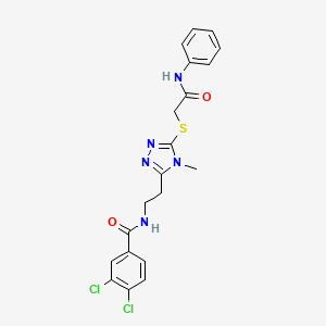 molecular formula C20H19Cl2N5O2S B4658257 N-(2-{5-[(2-anilino-2-oxoethyl)thio]-4-methyl-4H-1,2,4-triazol-3-yl}ethyl)-3,4-dichlorobenzamide 